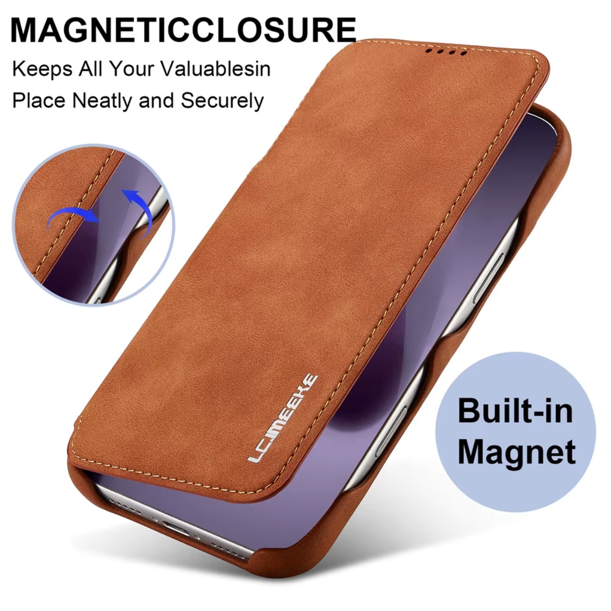 Phone Cases That Hold Cards - Кожаный магнитный откидной чехол-бумажник с держателем