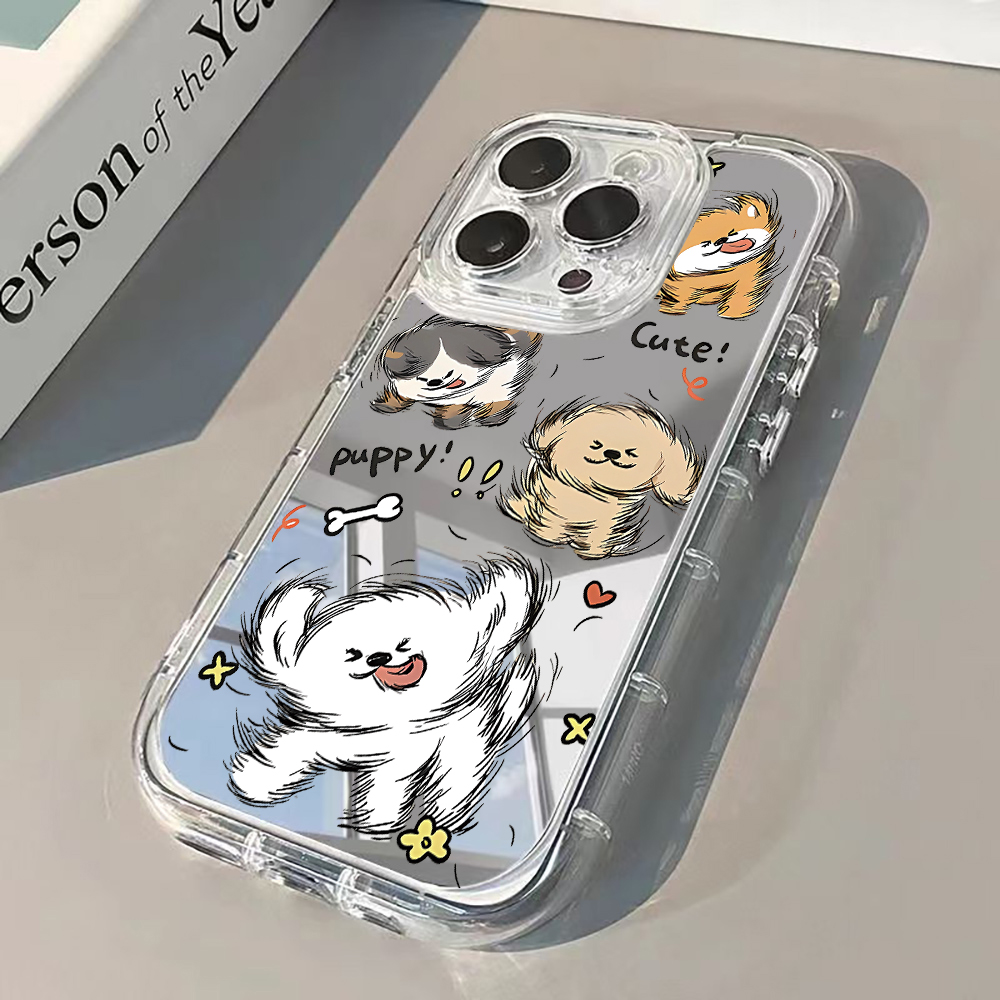 Phone Cases Cute Iphone 13 - Милый чехол-зеркало с бегущей собакой для